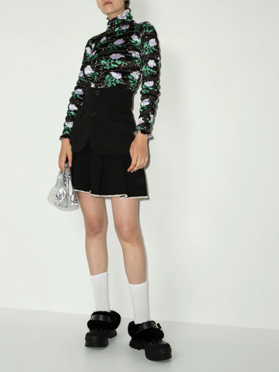 Shushu-tong Pleated Raw-hem Skirt In Black