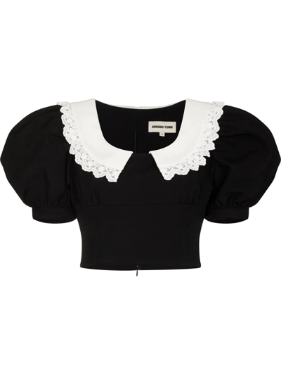 Shop Shushu-tong Short-sleeve Cropped Top In Black