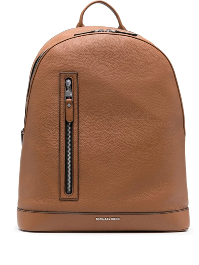 Shop Michael Kors Hudson Grained Leather Backpack In Brown