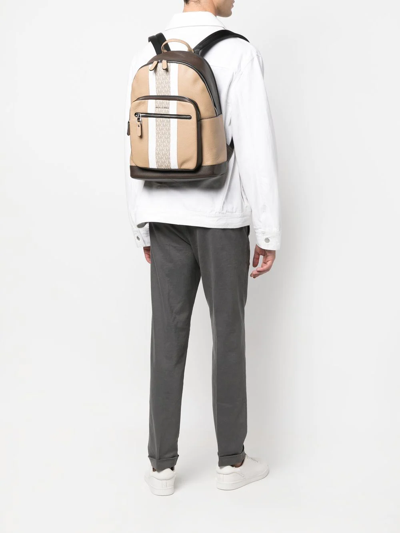 Michael Kors Hudson Monogram Backpack In Brown | ModeSens