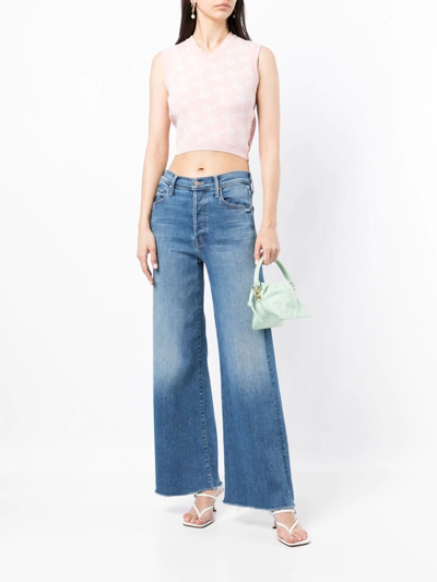 Rokh Monogram-pattern Cropped Vest In Pink