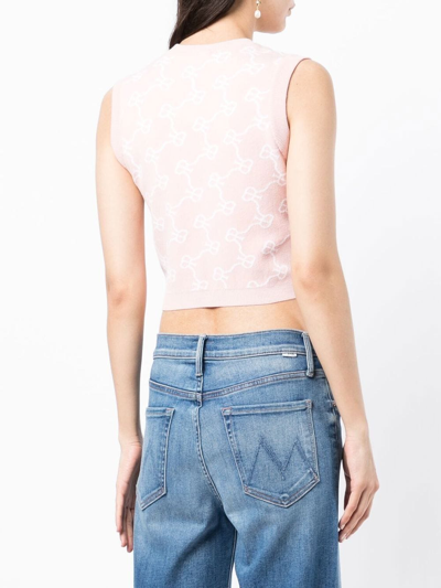 Rokh Monogram-pattern Cropped Vest In Pink