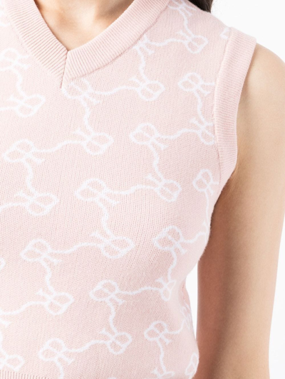 Rokh Monogram-pattern Cropped Vest In Pink