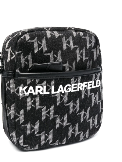 Shop Karl Lagerfeld K/monogram Denim Crossbody Bag In Grey