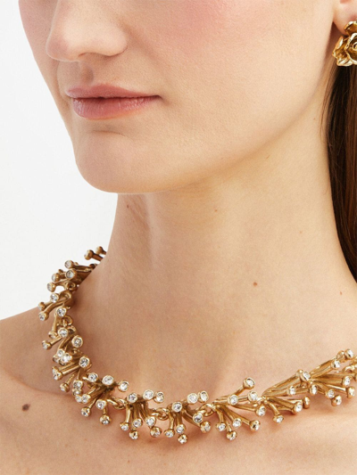 Shop Oscar De La Renta Comet Embellished Necklace In Gold