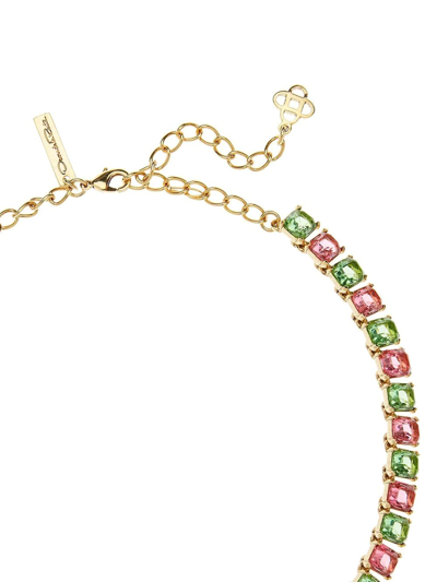 Shop Oscar De La Renta Rainbow Baguette Necklace In Gold