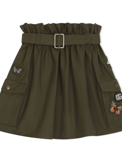 Shop Dolce & Gabbana Butterfly-patch Utility Skirt In Green