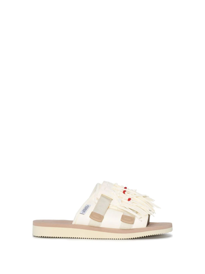 Shop Suicoke Tassel-detail Open-toe Sandals In White