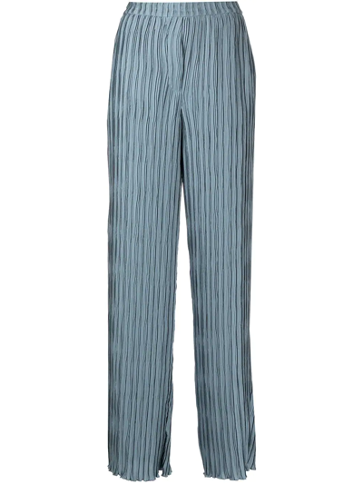 Jonathan Simkhai Plisse Pleated Trousers In Blue | ModeSens