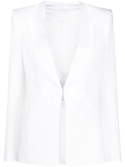 Shop Genny Fitted Collarless Blazer In White