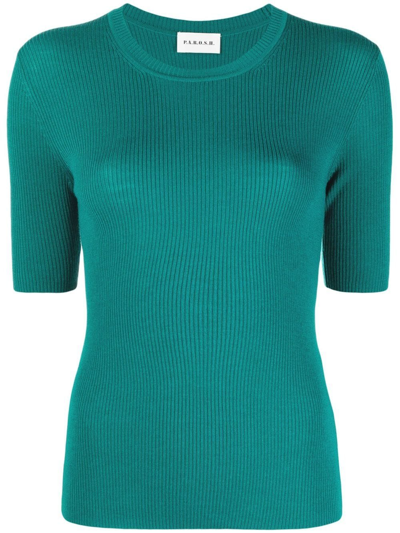 Shop P.a.r.o.s.h Short-sleeved Wool Top In Green