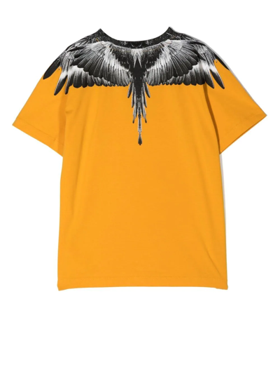 Shop Marcelo Burlon County Of Milan Graphic-print Cotton T-shirt In Yellow