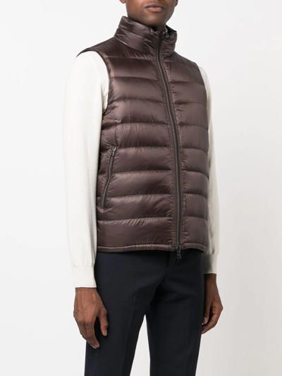 Herno Reversible Padded Down Gilet In Brown