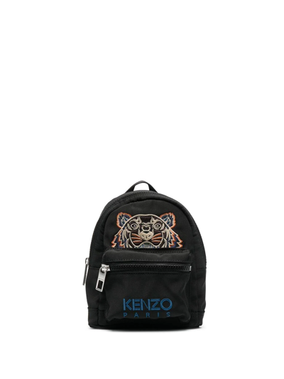 Shop Kenzo Mini Tiger-embroidered Backpack In Black