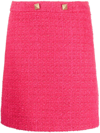 Shop Valentino Tweed Mini Skirt In Pink