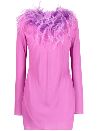 Shop Giuseppe Di Morabito Feather-trim Mini Dress In Pink