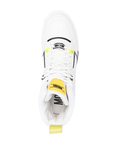 Shop Moschino Colour-block High-top Sneakers In White
