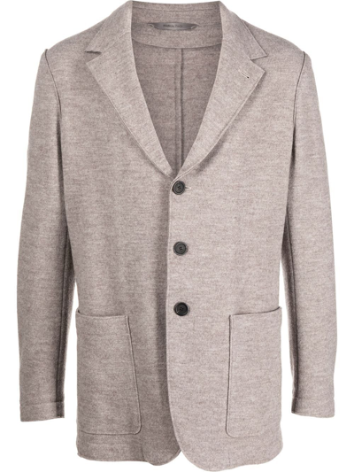 Shop Canali Single-breasted Wool Blazer In Grey