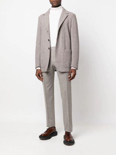 Shop Canali Single-breasted Wool Blazer In Grey