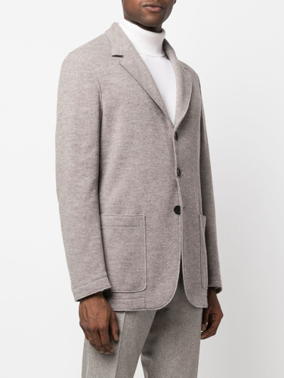 Shop Canali Single-breasted Wool Blazer In Grey