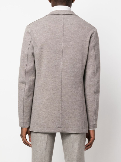 Shop Canali Single-breasted Wool Blazer In Grey