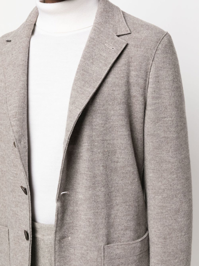 Shop Canali Single-breasted Wool Blazer In Grey