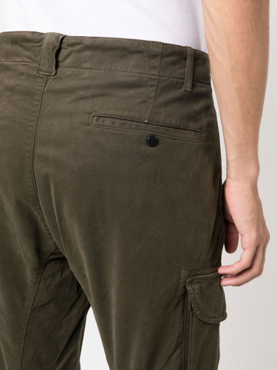 Shop C.p. Company Logo-patch Tapered Cargo Trousers In Green