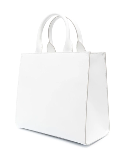 Shop Dolce & Gabbana Embossed-logo Leather Tote Bag In White