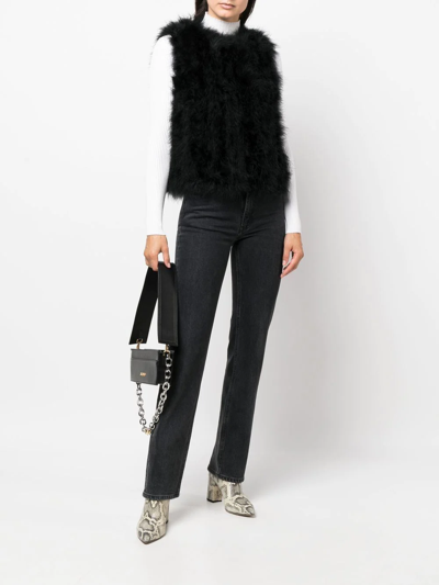 Shop Yves Salomon Silk Feathered-finish Waistcoat In Black