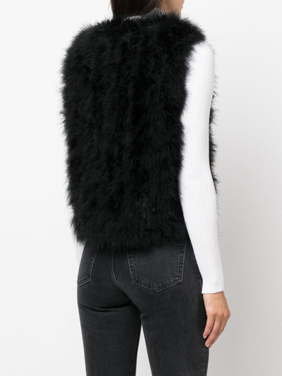 Shop Yves Salomon Silk Feathered-finish Waistcoat In Black