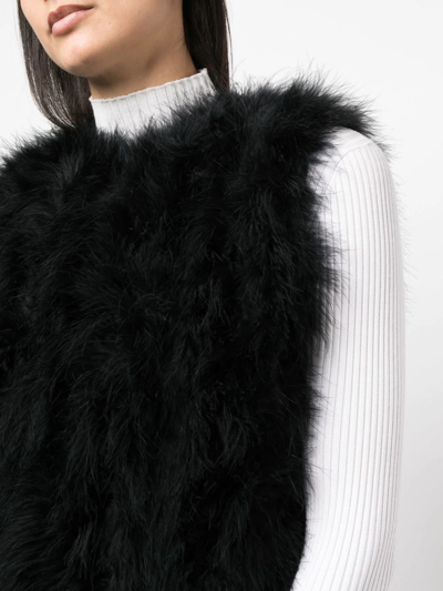 Shop Yves Salomon Silk Feathered-finish Waistcoat In Black