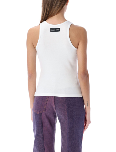 Marine Serre White Moon Logo Ribbed Jersey Tank Top In Gray