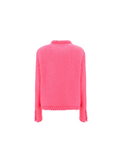 Shop Valentino Tweed Jacket In Fucsia