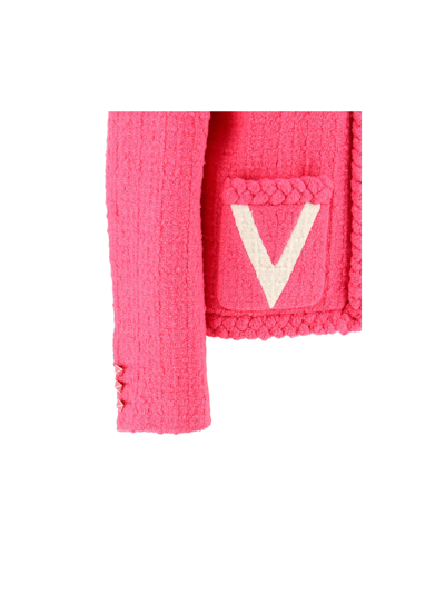 Shop Valentino Tweed Jacket In Fucsia