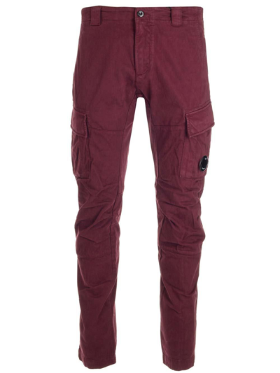 Shop C.p. Company Tapered Leg Cargo Trousers In Burgundy
