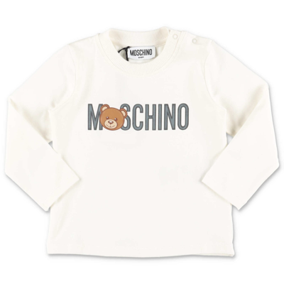 Shop Moschino T-shirt Bianca In Jersey Di Cotone In Bianco