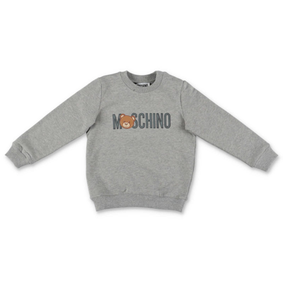 Shop Moschino Felpa Grigio Melange In Cotone