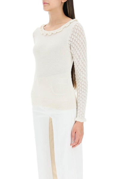 Shop See By Chloé Scalloped Knitted Top In Avorio