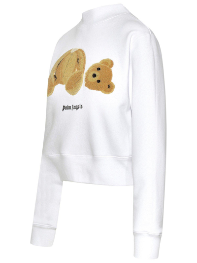 Shop Palm Angels Bear Patch Crewneck Sweatshirt In Bianco E Marrone