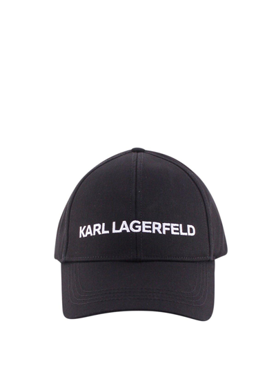 Shop Karl Lagerfeld Karl Essential Logo Embroidered Baseball Cap In Nero