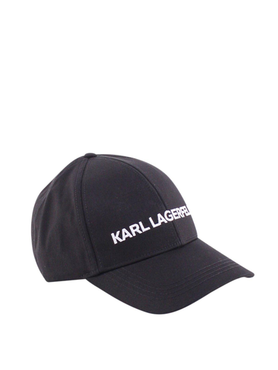 Shop Karl Lagerfeld Karl Essential Logo Embroidered Baseball Cap In Nero