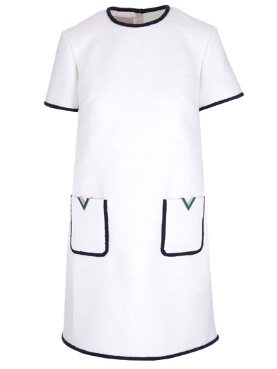 Shop Valentino Logo Plaque Crewneck Mini Shirt Dress