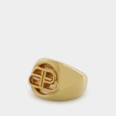 Shop Balenciaga Bb Signet Ring Ring -  - Gold
