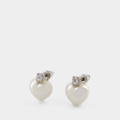 Shop Simone Rocha Pearl Heart  Earring -  - Crystal/pearl - Pearl In White