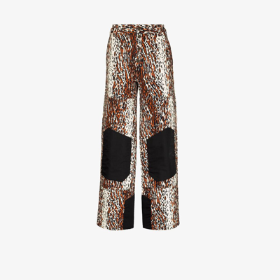Shop Phipps Neutral Leopard Print Straight-leg Trousers In Neutrals