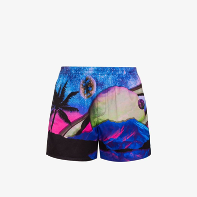 Shop Valentino Multicoloured Water Sky Print Shorts In Blue