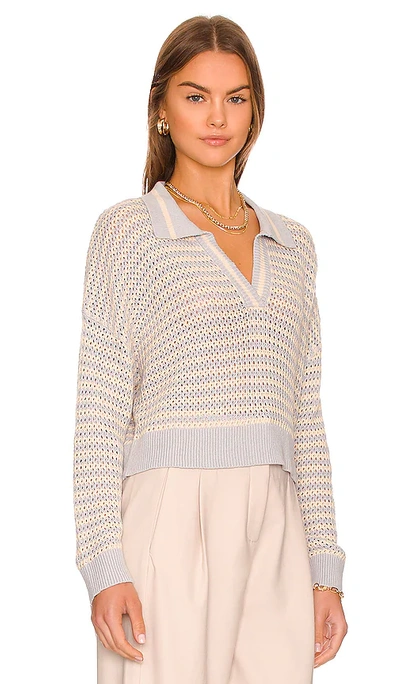 525 Stripe Polo Pullover Sweater In Baby Blue
