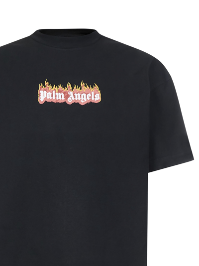 Shop Palm Angels Burning Logo T-shirt In Black