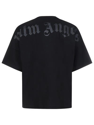 Shop Palm Angels Glitter Logo T-shirt In Black