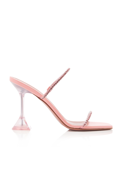Shop Amina Muaddi Gilda Crystal-embellished Pvc Sandals In Pink